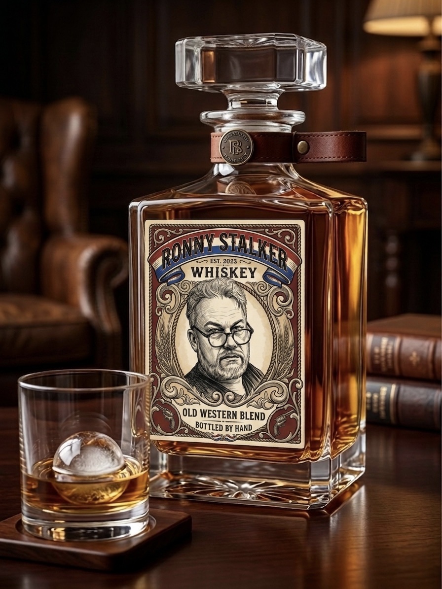 Ronnie Stalker Old Western Blend in een luxe glazen karaf